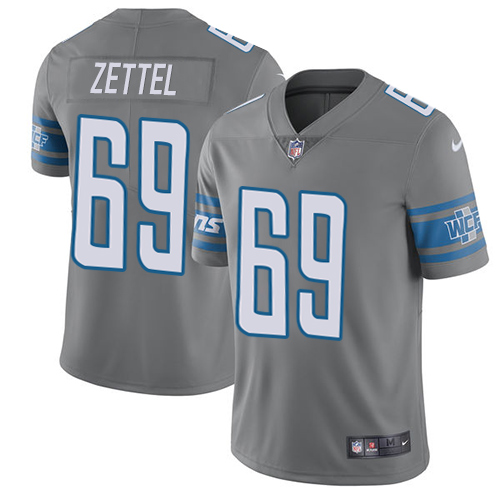 Nike Lions #69 Anthony Zettel Gray Men's Stitched NFL Limited Rush Jersey
